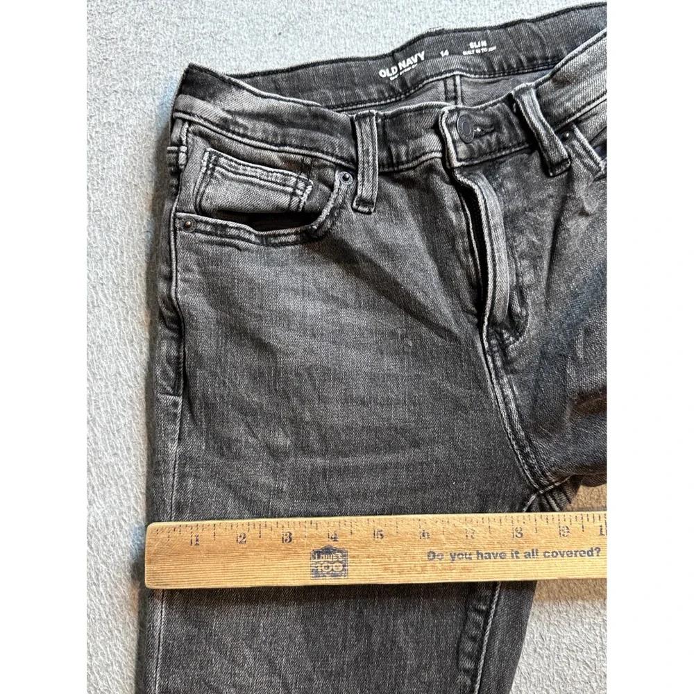 Old‎ Navy Slim Fit Jeans Boys 14 Gray Wash Denim 360 Stretch Built-In Tough